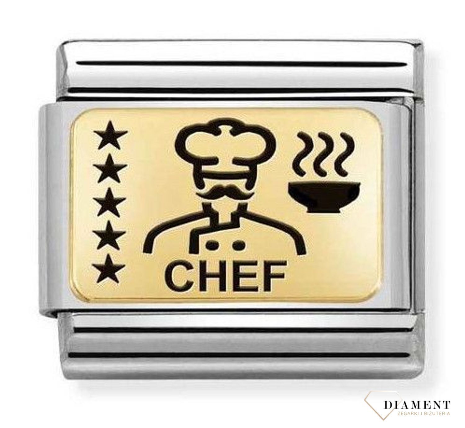 Nomination Link 18K zawieszka złoto 'Szef Kuchni' 030166 28 ✓ Zawieszki Nomination ✓ Wyjątkowy prezent ✓ Nomination ✓ Bransoletka Nomination ✓ Bransoletka ze stali ✓ Gwarancja najniższ.jpg